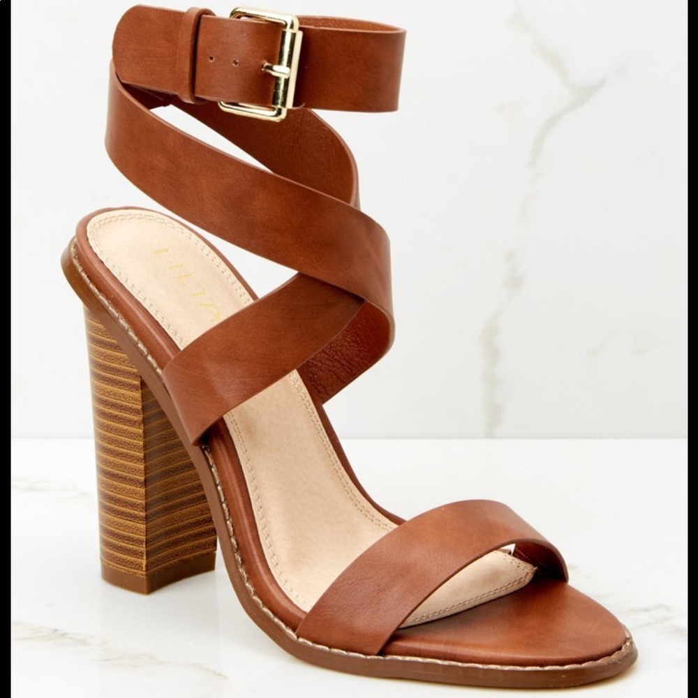 Ankle Wrap Heels- cognac